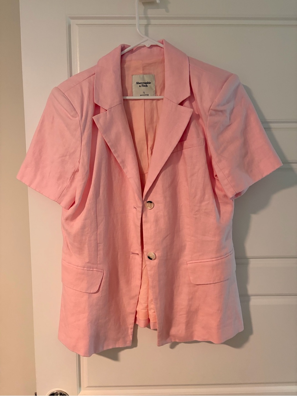 Abercrombie & Fitch Pink Short-Sleeve Blazer